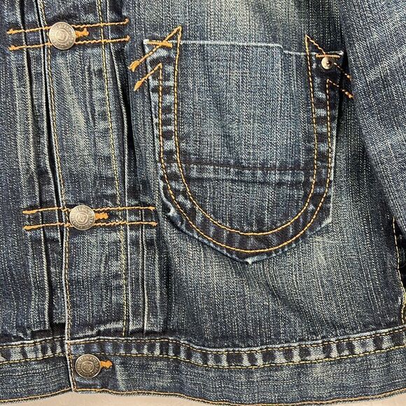 🔥🔥 True Religion Jacket Los Angeles CA TRBJ  Blue Jean Demin Women Sz XL - RAR - Picture 3 of 9